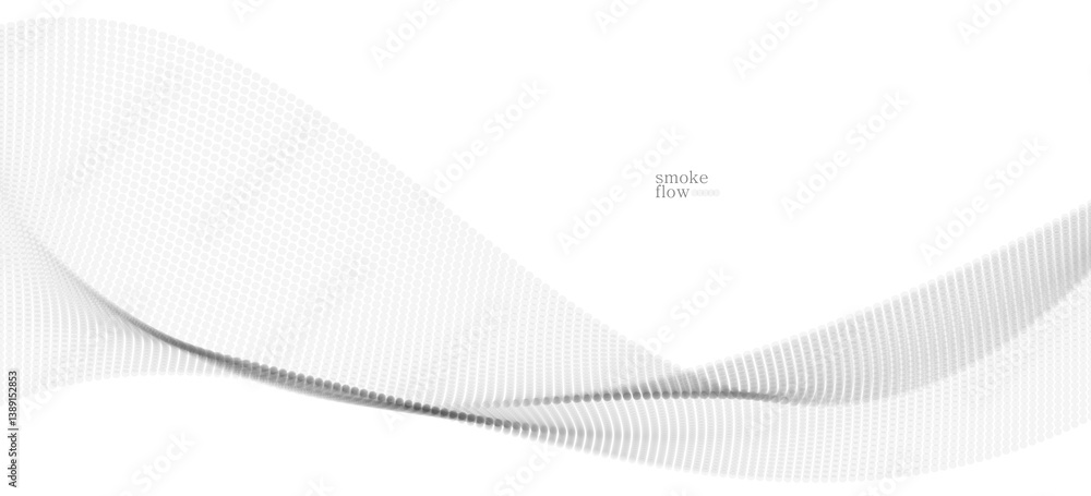 Poster vector abstract background with wave of flowing particles, smoke flowing light grey design, smooth a