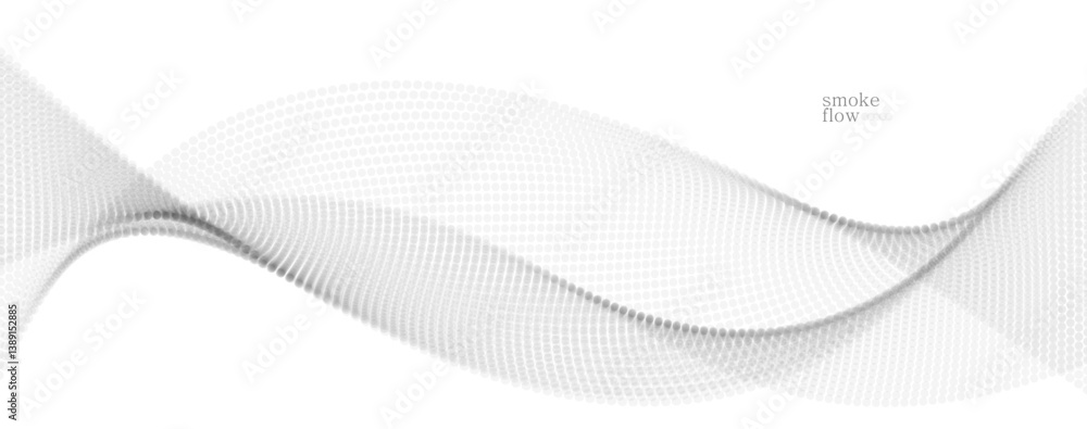 Poster vector abstract background with wave of flowing particles, smoke flowing light grey design, smooth a
