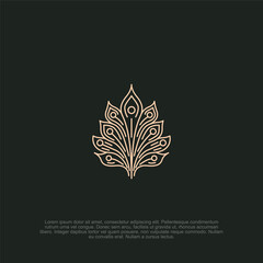 Elegant Minimalist Golden Floral Design on Dark Green Backdrop, Perfect for Luxury Branding, Premium Packaging, or Sophisticated Invitations with a Touch of Artistic Flair