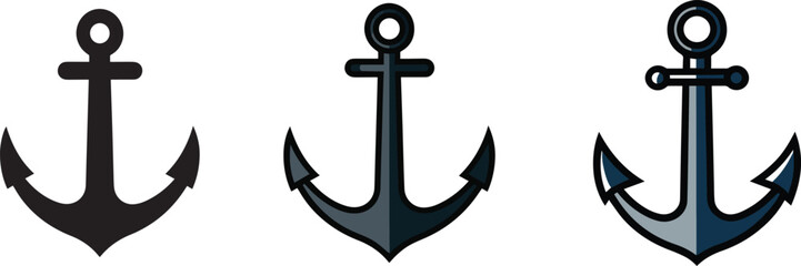 collections of Illustration vector graphic anchor sea ocean nautical marine symbol ship boat navy element design icon 