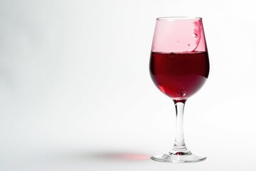 Rich red wine, swirling in glass against pristine white , drink photography, closeup, stemware