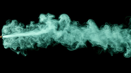 Blue Smoke Swirling on Mysterious Black Background