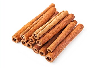 Cream of cinnamon sticks isolated on a white background, flat lay. Stock photo contest winner, high-resolution photo, high definition image.
