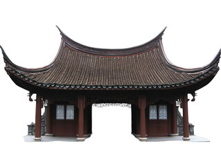 Fototapeta premium Ancient Asian Gate Illustration On Transparent Background
