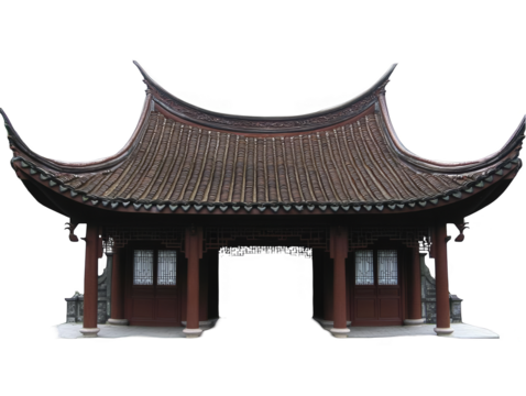 Ancient Asian Gate Illustration On Transparent Background