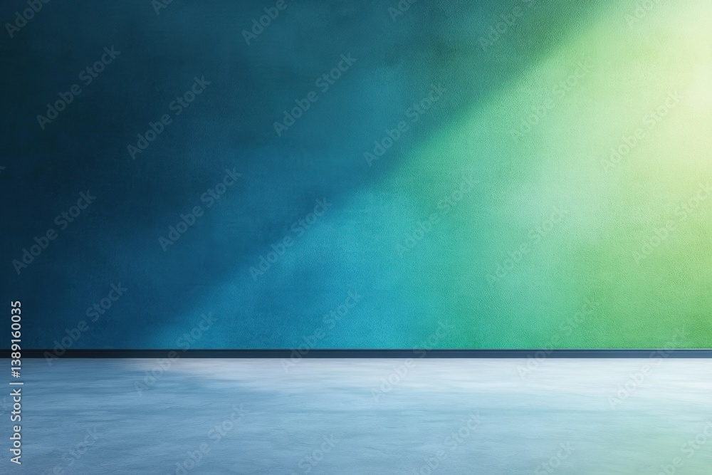 Aufkleber Gradient background with smooth transition from deep blue to fresh green and an elegant text placeholder for a health and fitness theme