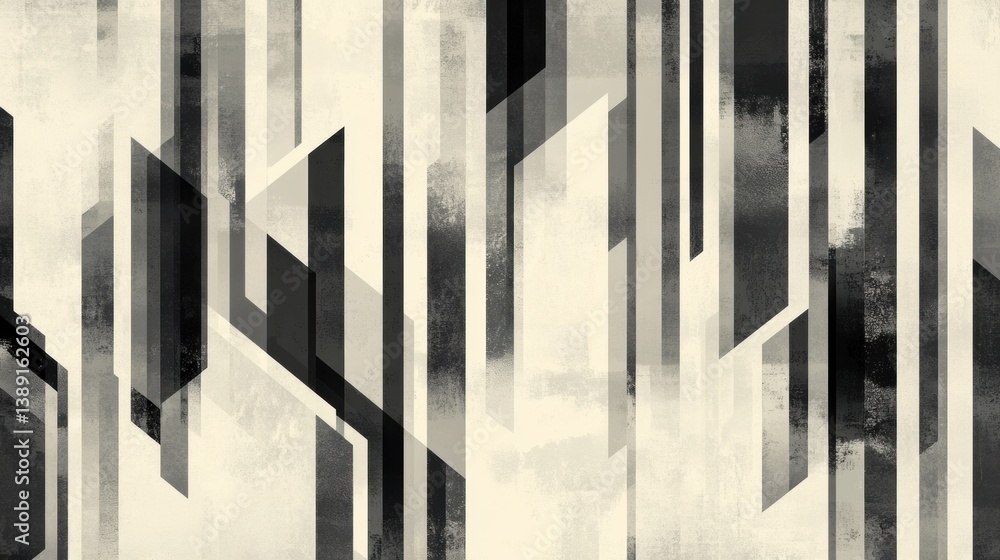 Poster Structured minimalistic pattern of abstract layered shadows creating depth in neutral tones for contemporary design inspiration