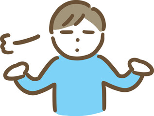 やれやれと両手を上げる男性