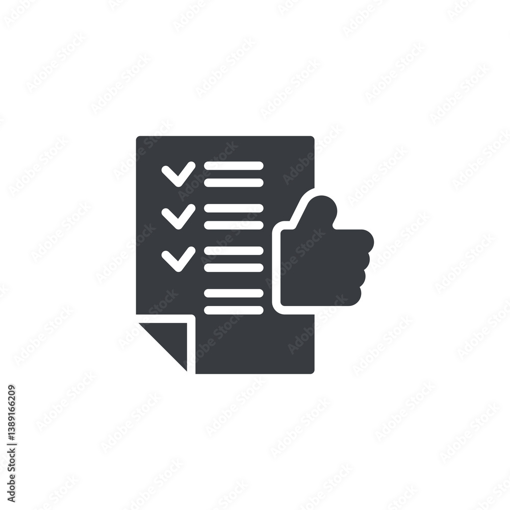 Poster checklist with a thumbs up gesture vector icon