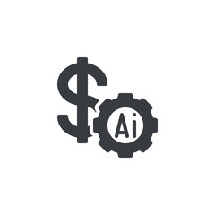 Dollar sign with an AI gear vector icon