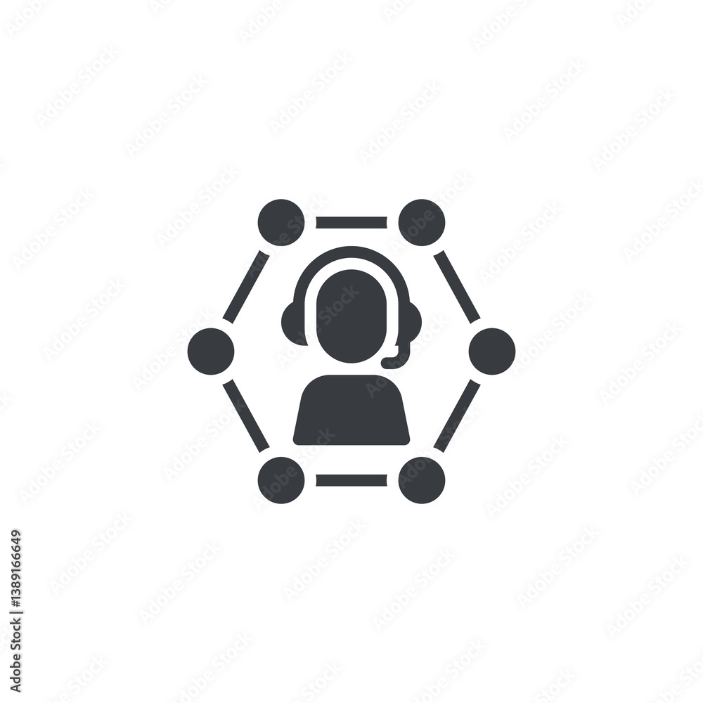 Poster customer service agent with a neural network vector icon