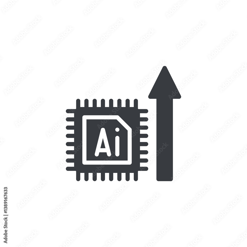 Poster ai chip with an upward arrow vector icon