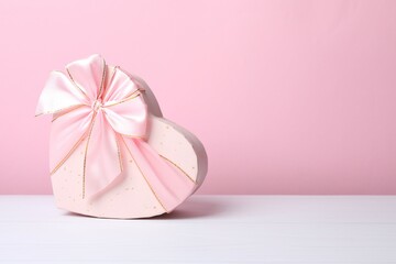 Beautiful gift box on bicolor background