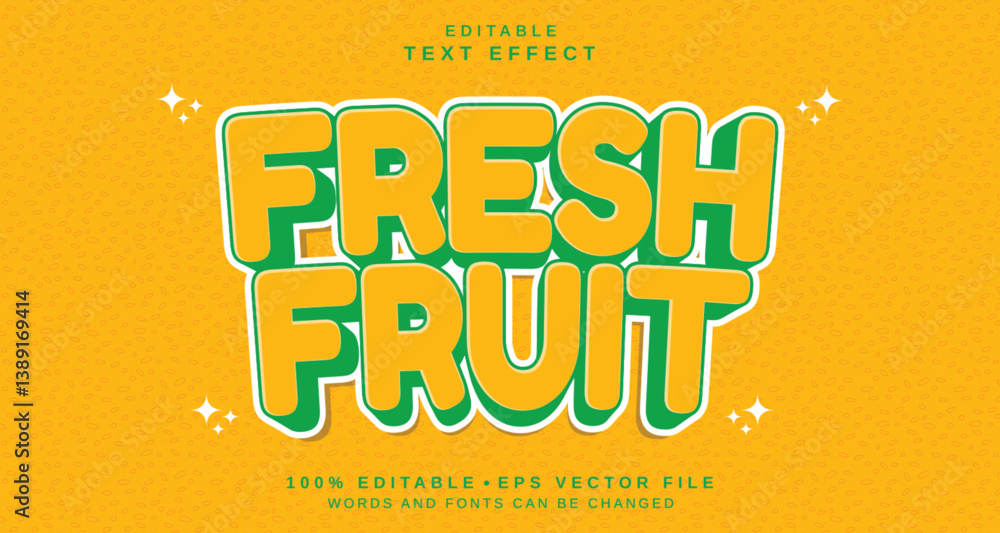 Poster editable text style effect - fresh fruit text style theme.