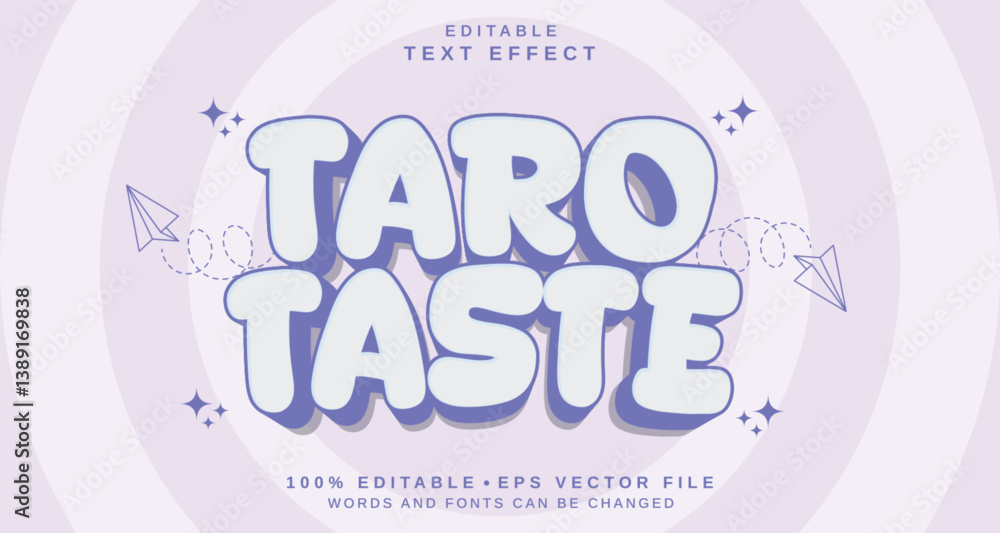 Poster editable text style effect - taro taste text style theme.
