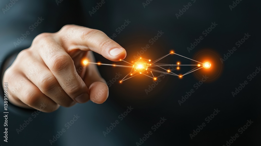 Aufkleber a close-up of a hand manipulating glowing connections, symbolizing innovation and digital interactio