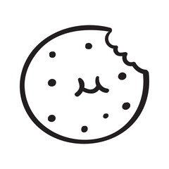 Cute outline cookie. Funny character. Hand-drawn kawaii illustration. Vector design on white background.