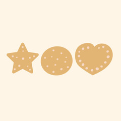 Set of cookies. Hand drawn vector illustration. Isolated icons. Graphic design.