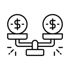 Gender Pay Gap vector outline icon. EPS 10 file