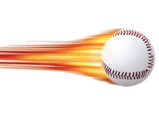 Dynamic Baseball Illustration In Motion With Fire Effect On Transparent Background