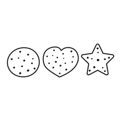 A set of cookies. Hand drawn vector illustration. Isolated icons. Graphic design.