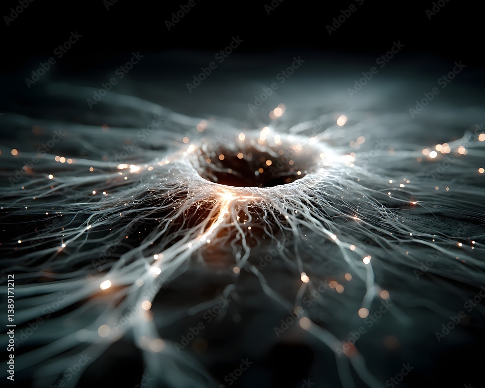 Poster a futuristic ai-powered analysis system, digital nodes processing information at lightning speed, hy