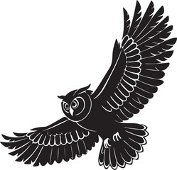 Obraz premium Owl in Flight Silhouette with Outstretched Wings
