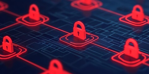 Online security concept data protection measures in cybersecurity environments visualized through digital lock systems