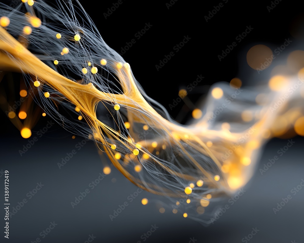Poster modeling in artificial intelligence, futuristic ai-generated 3d structures evolving dynamically, dee
