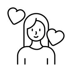 Women Love vector outline icon. EPS 10 file