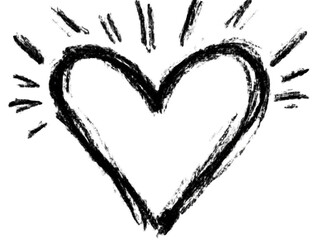 Hand Drawn Black Heart Sketch Isolated On Transparent Background Illustration