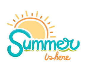Set hand drawn lettering collection for summer season