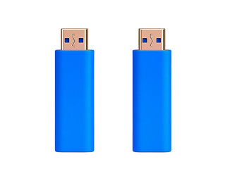 Isolated Blue USB Flash Drives Against Black Background Photo