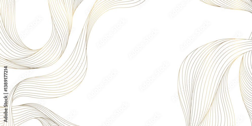 Poster vector gold on white line wave abstract pattern, elegant luxury design background, flow curve dynami