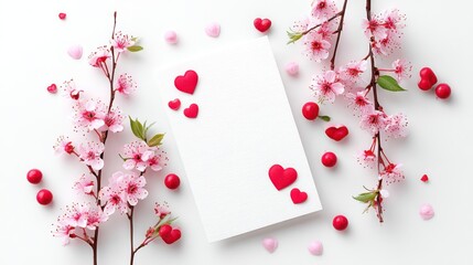 Love-themed greeting card for Valentine’s Day. High-resolution design with room for personalized text or brand message.