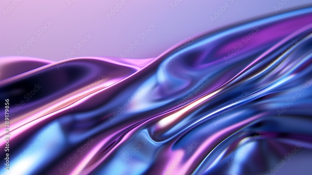 Poster abstract digital technology background with flowing 3d waves, smooth gradient surfaces in shades of 