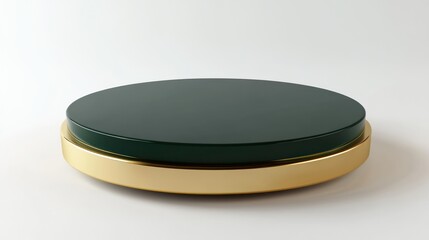 Round green and gold pedestal display mock-up