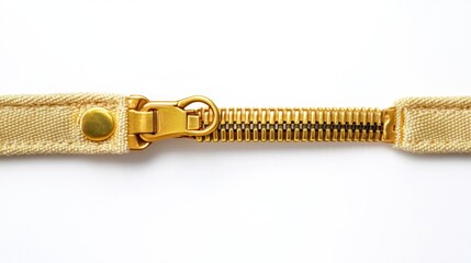 Gold zipper on cream fabric