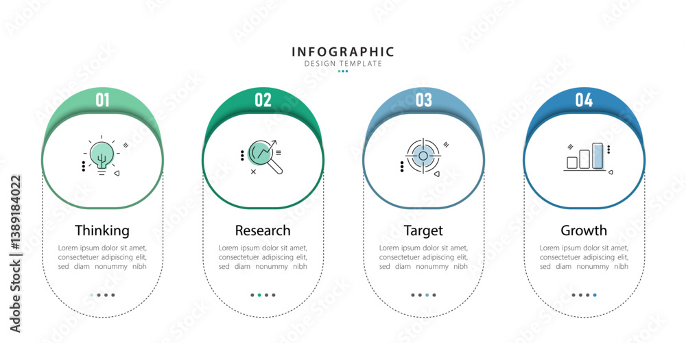 Poster infographic template. 4 step timeline journey, flat simple infographics design template. presentatio