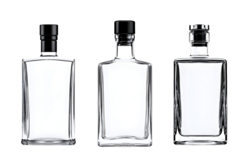 Isolated Realistic Illustration Of Three Glass Bottles With Transparent Background