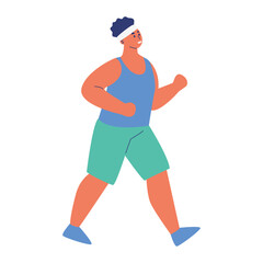 Confident man wearing headband and sports attire walking for weight management and healthy living