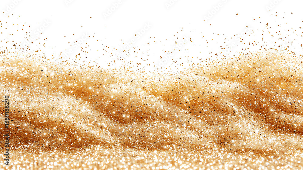 Aufkleber a mesmerizing wave of shimmering golden sand particles creating a sparkling visual effect, ideal for