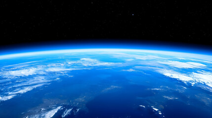 Stunning View of Earth from Space with Blue Atmosphere and Ocean