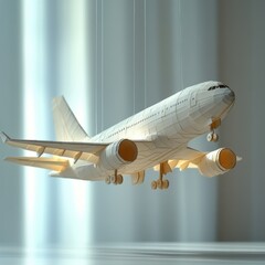 Passenger airplane flying indoors