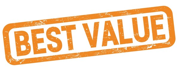 BEST VALUE text written on orange rectangle stamp.