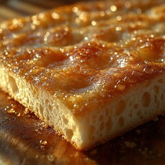 A close-up of the rough, porous texture of freshly baked bread crust