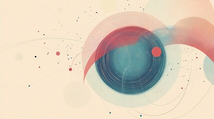 Obraz premium Abstract design featuring a circular element with swirling lines and pastel color accents artfully arranged