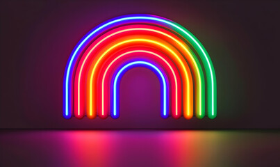 Fototapeta premium Colorful Neon Rainbow Design with Bright Vibrant Lights on Wall