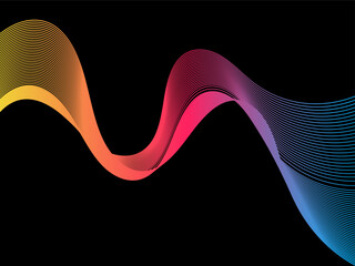 Colorful Abstract Wave Background – Vibrant Gradient Lines on Black