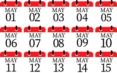 May calendar icon set.Calendar Event schedule date. Meeting appointment time. Agenda plan, May month schedule calendar and Time planner.calendar date icon on white background.